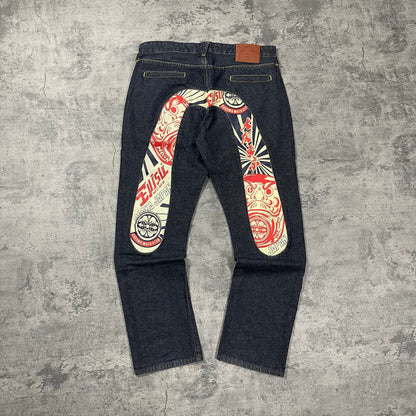 Evisu Daicock Embroidered Jeans (L) - Roogsvintage