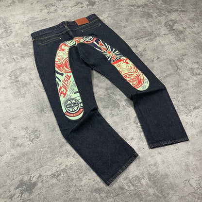 Evisu Daicock Embroidered Jeans (L) - Roogsvintage